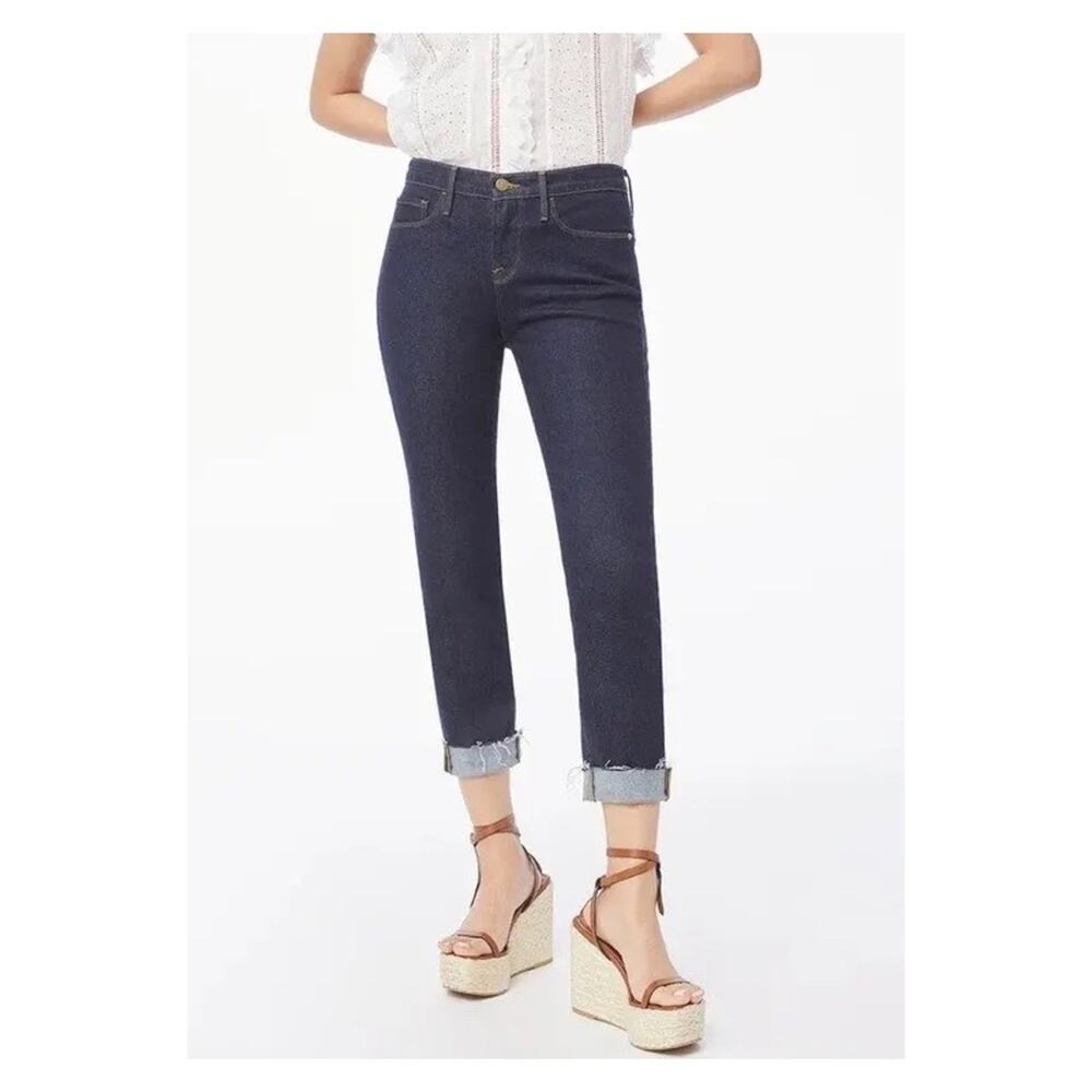 Frame Dark wash Le Garçon Crop Raw Edge Cuff Thalia Jeans Sz.27